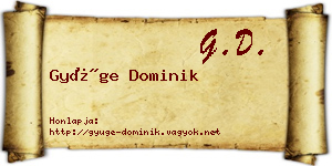 Gyüge Dominik névjegykártya